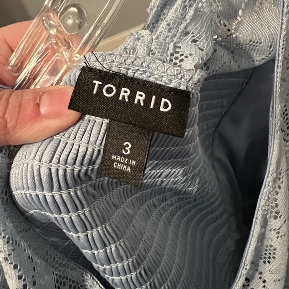 Torrid Blue Lace Midi Handkerchief Dress - 3 - Picture 6 of 7